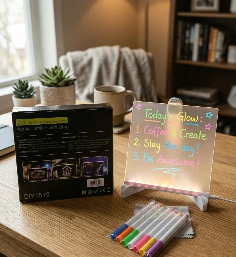 DIY Acrylic LED Glow Board (6x6inch) with 7 Magic Pens