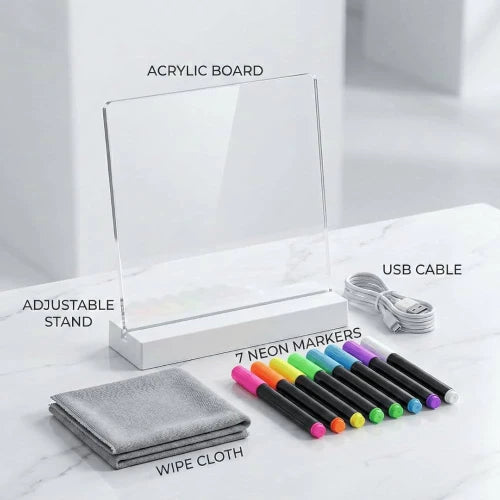 DIY Acrylic LED Glow Board (6x6inch) with 7 Magic Pens