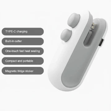 (BUY 1 GET 1 FREE) 2-in-1 Rechargeable Mini Bag Sealer & Cutter | Portable Magnetic Heat Sealer for Food Storage & Snack Freshness | USB-C Fast Charging