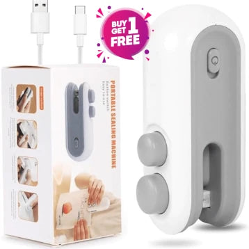 (BUY 1 GET 1 FREE) 2-in-1 Rechargeable Mini Bag Sealer & Cutter | Portable Magnetic Heat Sealer for Food Storage & Snack Freshness | USB-C Fast Charging